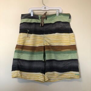 Patagonia Wavefarer Board Short Men's 32 Nylon Gradient Bar Stripe Swim Trunks